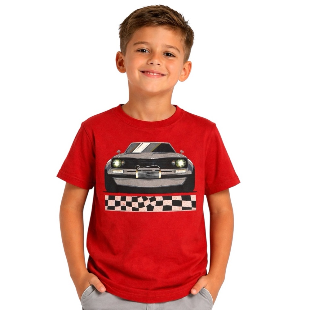 Gap Kids Red Race Car Graphic T Shirt Size Small Racing Checkered Flag Cotton
